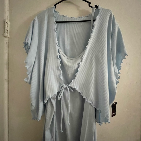 Torrid Supersoft Rib Lettuce Edge Cami Shrug Set - Picture 2 of 4